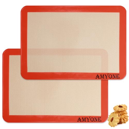 Square Silicone Baking Mats for 9 Inch Cake Pan, 8.5" Food Grade Non-stick Reusable Silicone Mat for Baking Pan for Bread/Pastry/Toast/Pie, Professional Cookie Sheets Liners for Brownie Pan 2 PCS