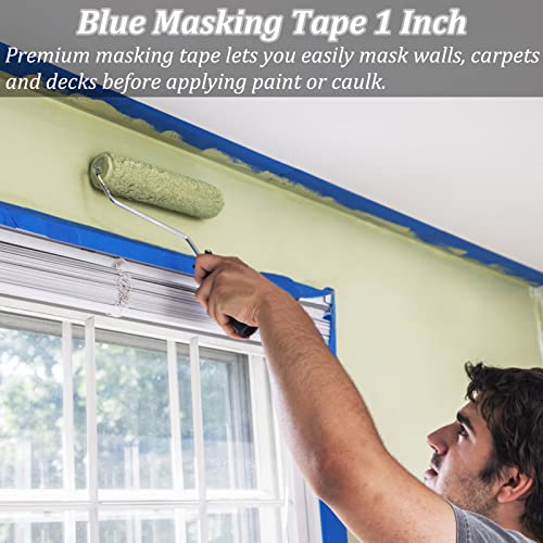 Blue Painters Tape, Masking Tapes, Premium Painter's Tape (88yd=4Rolls*0.94in*22yd), Adhesive Paint Tape for Wall Painting, DIY Artist Craft Arts, Decoration, Drafting, No Residue,Easy Removal