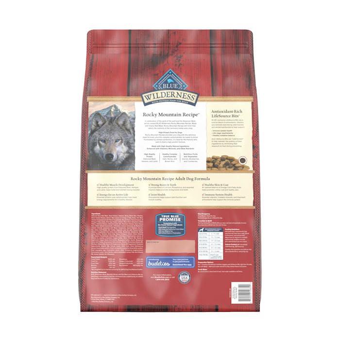 Blue Buffalo Wilderness High-Protein Rocky Mountain Recipe Dry Food for Adult Dogs, Red Meat & Grains, 13-lb. Bag