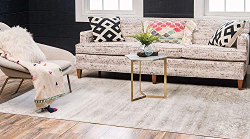 Unique Loom Sofia Collection Area Rug - Grand (6' 1" Square, Light Gray/ Ivory)