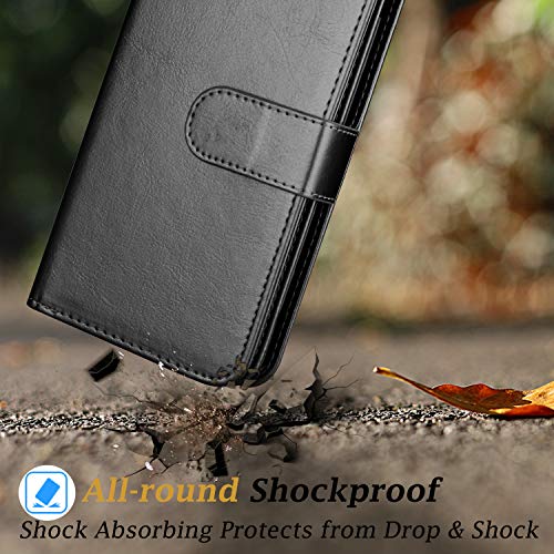 Moto E Case 2020, for Motorola E 2020 Wallet Case, Takfox PU Leather w Credit Card Holder Flip Cover [9 Card Slots] [Magnetic Closure] [Kickstand] Folio Detachable Hard Case & Strap-Black