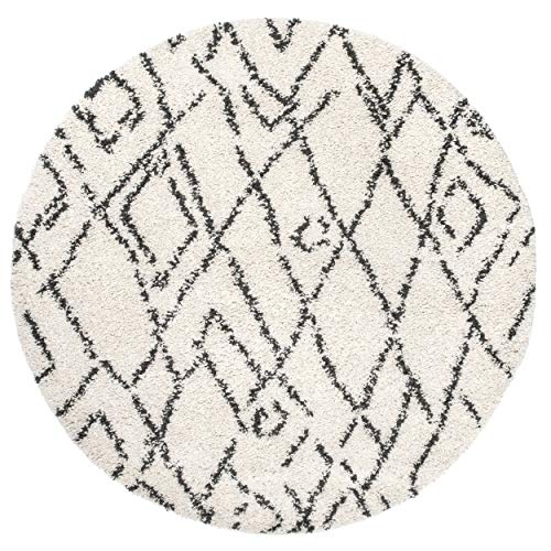 nuLOOM Nieves Moroccan Diamond Tassel Area Rug, 8' Round, Off-white