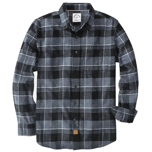 Dubinik® Flannel Shirt for Men 100% Cotton Mens Flannel Shirts Long Sleeve Plaid Soft Casual Button Down Shirt Men