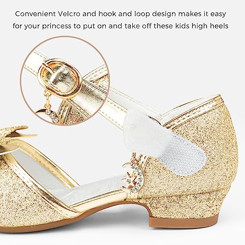 Stelle Girls High Heels Dress Sandals Princess Bow Shoes Party Flower Wedding Shoes for Toddler Kids(T18-Pink, 7MT)