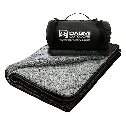 Sherpa Waterproof Outdoor Blanket. Large Sherpa Camping & Stadium Blanket for Cold Weather. Perfect for Picnic, Sports, Concerts, Outdoors, Boat. Windproof, Extra Warm, Machine Washable.