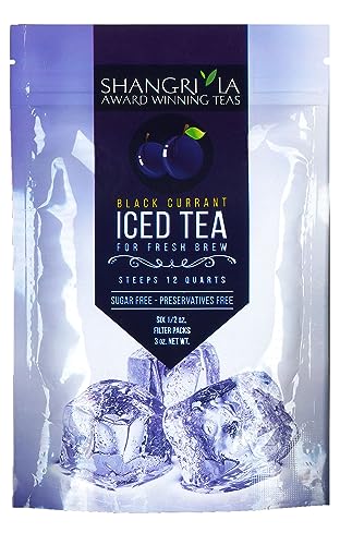 Shangri-La Tea Company Iced Tea Bags, Black Currant, Unsweetened and All Natural, 2 Quarts per Tea Bag, (Pack of 6) (5055)