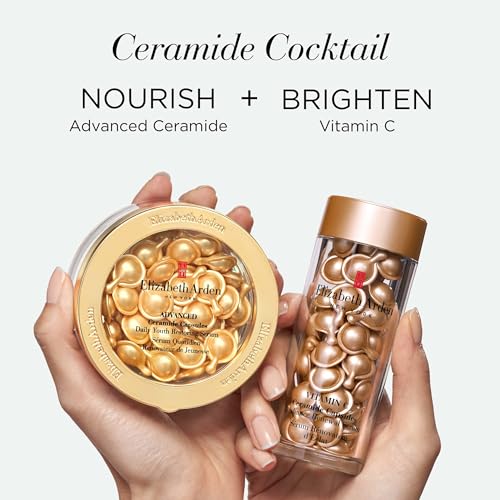 Elizabeth Arden Daily Ceramide Serum Capsules, Advanced Anti-Aging Serum Capsules for Minimizing Wrinkles, Fragrance-Free, Enhances Skin Hydration and Radiance, 30 Count, 0.47 fl oz