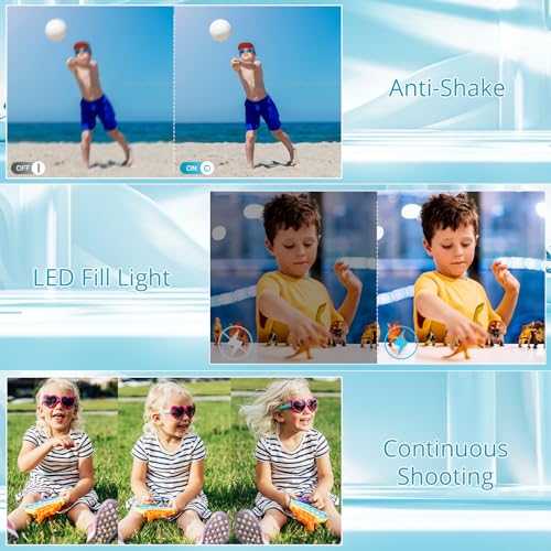 Digital Camera Newest 1080P 44MP Digital Cameras, Digital Point and Shoot Camera for Kids with 16X Zoom, Anti-Shake, Compact Small Travel Camera for Beginner Children Boys Girls Teens Gift