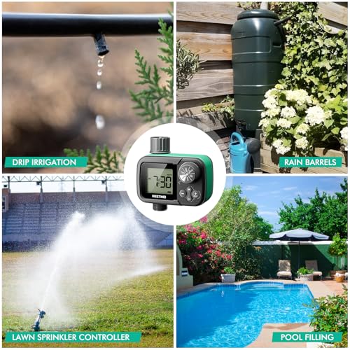 RESTMO Sprinkler Timer, Water Timer for Garden Hose, Outdoor Faucet, Lawn Watering, Automatic Control, Manual Watering, Ball Valve System Compatible with Rain Barrel, Zero/Low Water Pressure Watering