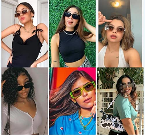 ADE WU Rectangle Sunglasses for Women Men, Black Narrow Square Frame Chunky Temple Sun Glasses