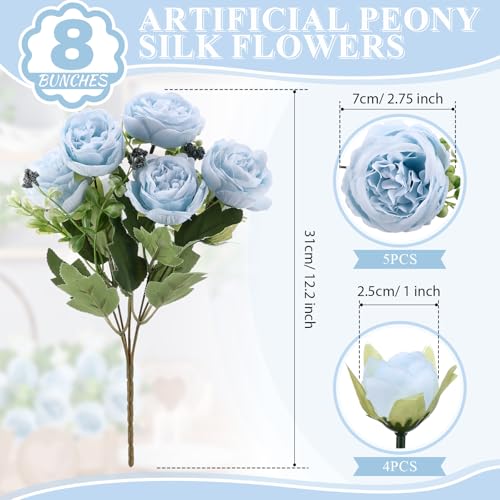 Yuxung 8 Bundles Artificial Peonies Flowers Boho Faux Flowers Arrangements Artificial Centerpiece Spring Bouquet Floral Wedding Decoration for Vase(Pink, Purple)