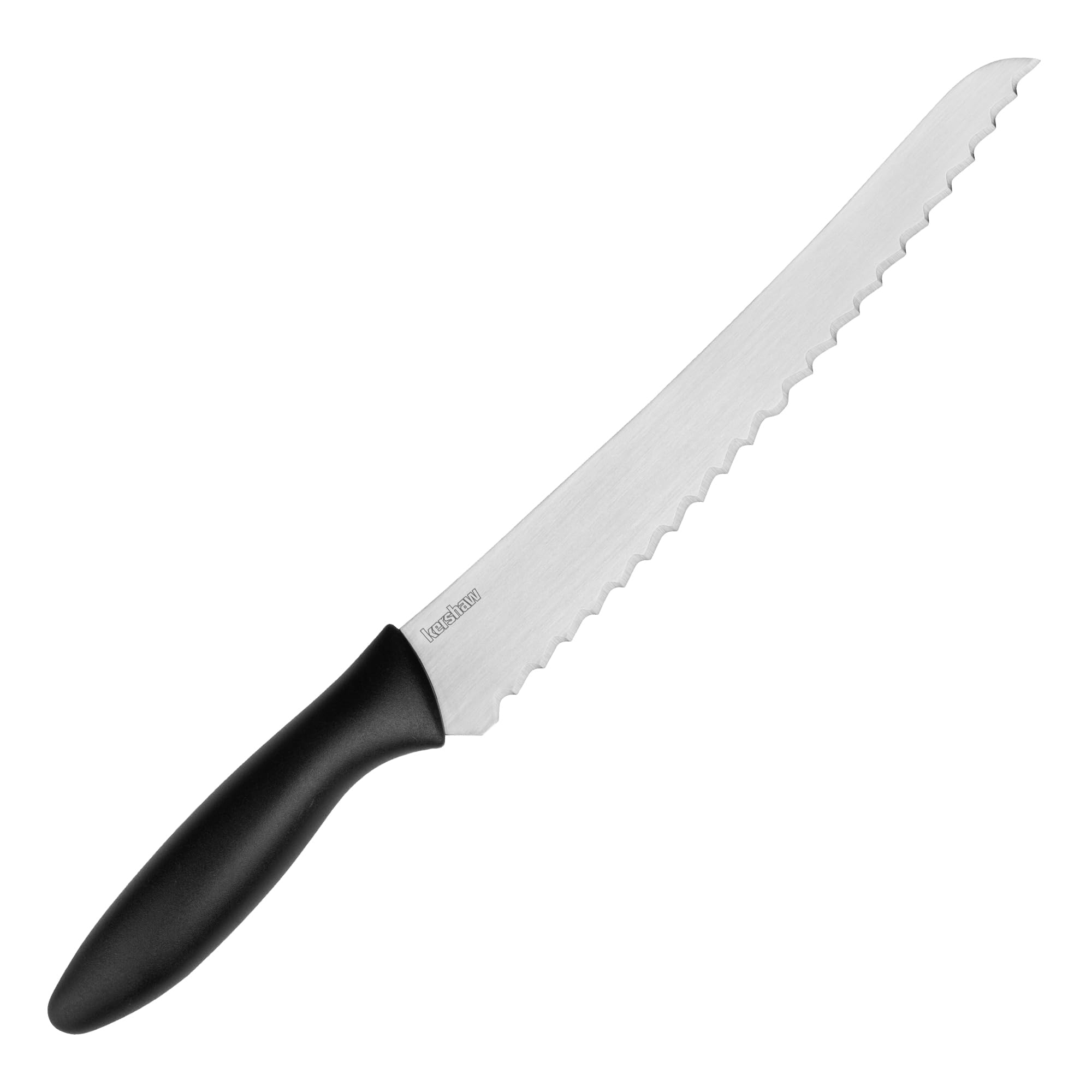 Kershaw 8-Inch Serrated Bread Knife - Razor Sharp Stainless Steel Blade for Clean Cuts and Fewer Crumbs, Ergonomic Handle, Includes Sheath