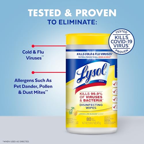 Lysol Disinfecting Wipes Bundle, Home Apartment Dorm Room Essentials and Cleaning Supplies, All Purpose Cleaner, Multi-surface Cleaning Wipes, Multi-Scent Sanitizing Wipes Bundle, 80 Count (4pk)