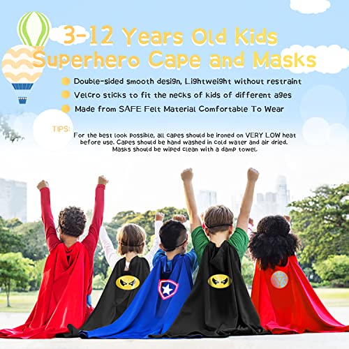 Txxplv Super hero Capes for Kids and Masks Double Side Superhero Costumes for Boys Halloween Cosplay Birthday Party (4 pcs)
