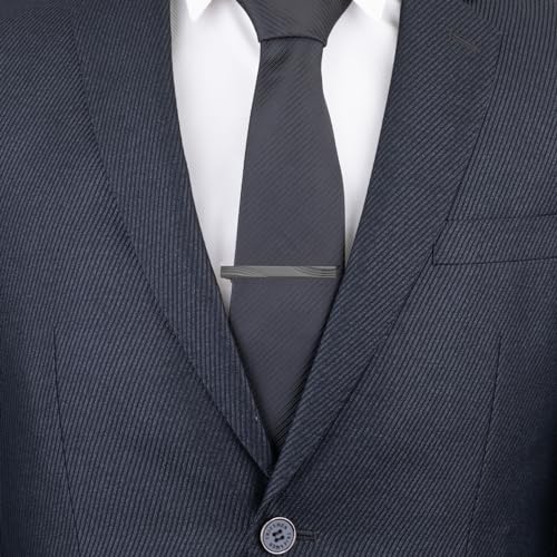 Dannyshi Tie Clips for Men, Black Gold Silver Tie Bar clip Set Gift for Groom Husband Boyfriend (01)