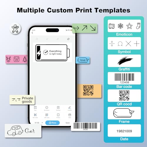 SKRFORM Label Maker Machine with Tape, D11 pro Bluetooth Label Printer,Mini Label Makers with Multiple Templates,Small Sticker Maker Machine for Organizing Storage Office Home,Black