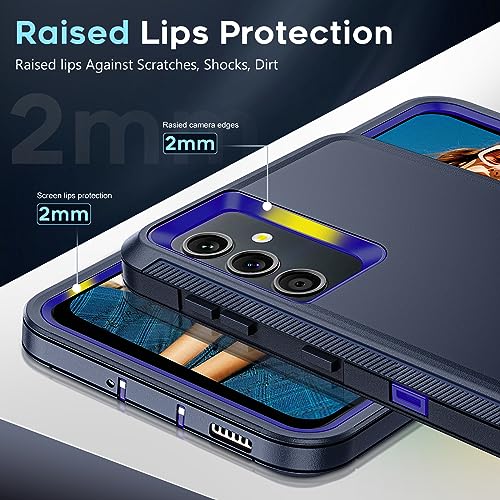 LeYi for Samsung Galaxy-A24 Case with 2 PCS Screen Protector, Heavy Duty 3 in 1 Samsung A24 Case, Military Grade Shockproof Phone Case Cover for Samsung A24, Blue