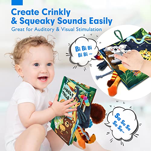 hahaland Baby Books 0-6 Months,Infant Tummy Time Toy High Contrast Sensory Baby Toys 6 to 12 Months Touch Feel Book Gift Christmas Stocking Stuffers for Boy Girl 0-3 Months Book Early Learning Toy