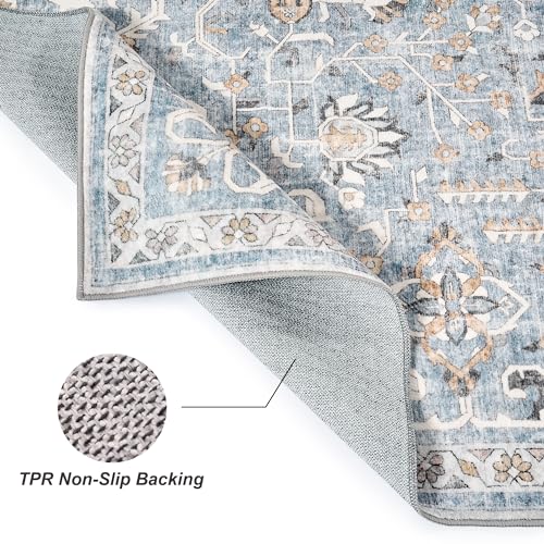Valenrug Area Rug 5x7 - Machine Washable Rug, Stain-Resistant Living Room Rug, Home Decor Area Rug(TPR84-Red/Multi, 5'x7')