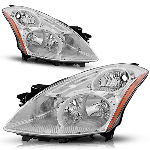 AUTOSAVER88 Headlight Assembly Compatible with 07 08 09 Altima Sedan 4-door 2007 2008 2009 Altima Black Housing with Amber Reflector Clear Lens