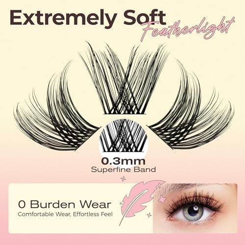 LASHVIEW Cluster Lashes 182pcs COMFYLASH D Curl Lash Extension Clusters Natural Look Cluster Lashes Extensions Super Thin Band & Soft Lashes Reusable 9-16mm MIX (natural)