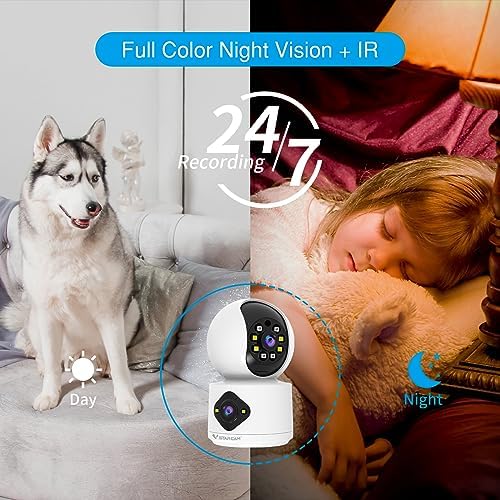 VSTARCAM 1080P Camera Dual-Lens,Indoor WiFi Camera, Security Camera Indoor,Pet Camera,Baby Monitor,360° Security Camera with Siren & Spotlight,Motion Detection, 2-Way Talk,Color Night Vision