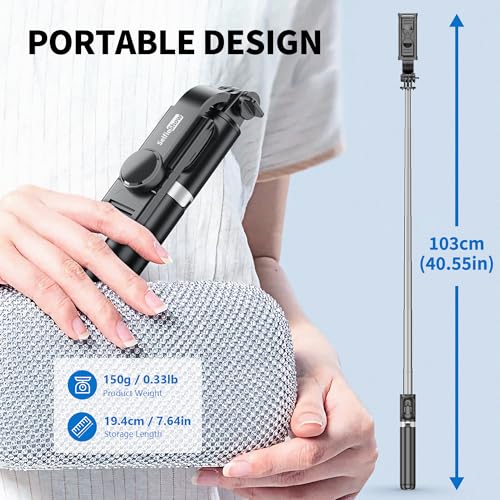 Selfie Stick Tripod, All in One Extendable & Portable iPhone Tripod Selfie Stick with Wireless Remote Compatible with iPhone 16 15 14 13 12 11 pro Xs Max 8 7, Galaxy Note10/S20/S10/OnePlus 9/9 PRO etc