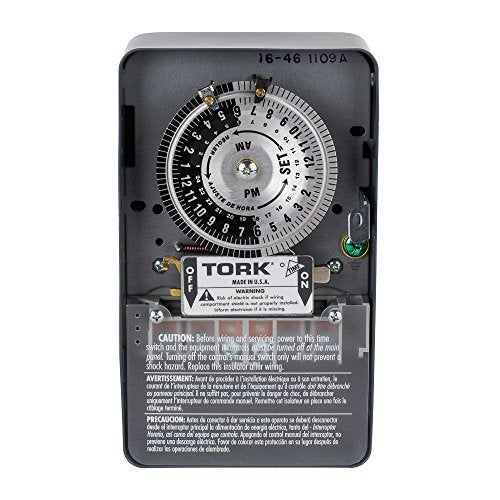 NSi Industries TORK 1109A Indoor 40-Amp Multi-Volt Mechanical Lighting and Appliance Timer - 24-Hour Programming - Multiple On/Off Settings - 120/208-277-Volt - Grey 2.9 x 4.7 x 7.9 inches