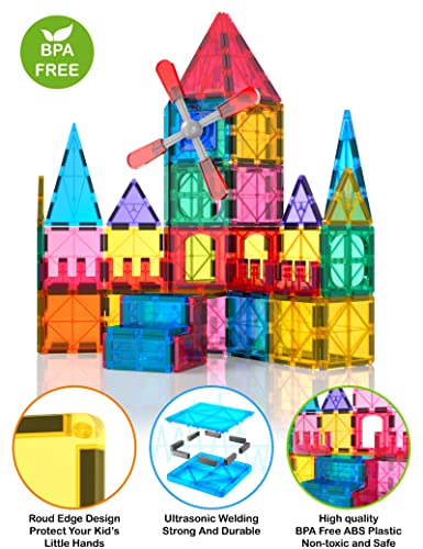 Jasonwell 65pcs Magnetic Tiles Building Blocks Set for Boys Girls Preschool Educational Magnet Construction Kit Stacking STEM Toys Christmas Birthday Gift for Kids Toddler 3 4 5 6 7 8 9 10 + Year Old