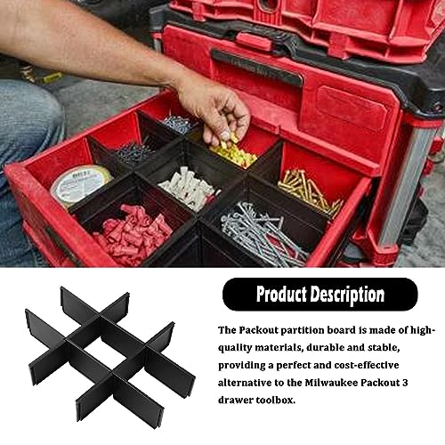 Follde 48-22-8473 Packout Dividers & Drawer Dividers for Milwaukee Packout 3-Drawer Tool Box (Black)