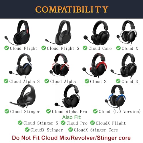SOULWIT Cooling Gel Replacement Earpads Cushions for HyperX Cloud 1/2/3/Pro/Core/Alpha/Alpha S/Alpha Pro/Flight/Flight S/Stinger/Stinger S, CloudX Stinger/Stinger Core/Flight Headset - Black