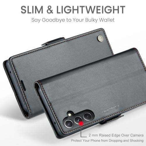 HAII Flip Wallet Case for Samsung Galaxy S24 Plus, with RFID Blocking Credit Card Slot Kickstand Magnetic Closure Protective Cover for Samsung Galaxy S24 Plus 5G (2024) (Black)