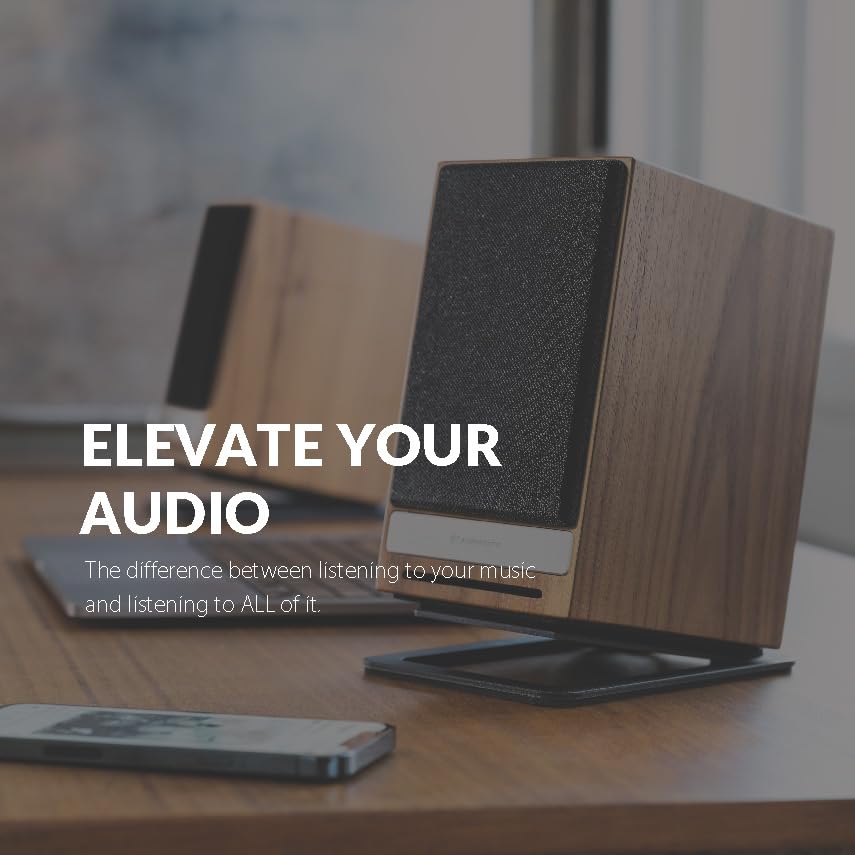 Audioengine DS1M Metal Speaker Stands Pair - Tilted for Desktop PC Speakers, Studio and Bookshelf Speakers
