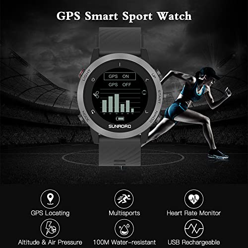 GPS Sports Watch Fitness Wrist Watch with Heart Rate Monitor 100M Water sistant for Running Swimming Cycle Climbing