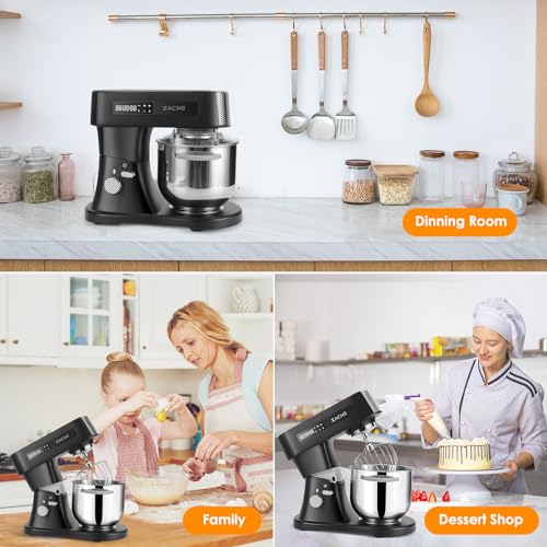 ZACME 7.4QT household Stand Mixer 800W with Aluminum die casting heavy-duty stand mixer Mixers Kitchen Stand Mixer with 3 Stainless Steel Accessories, stand Mixer Use for household