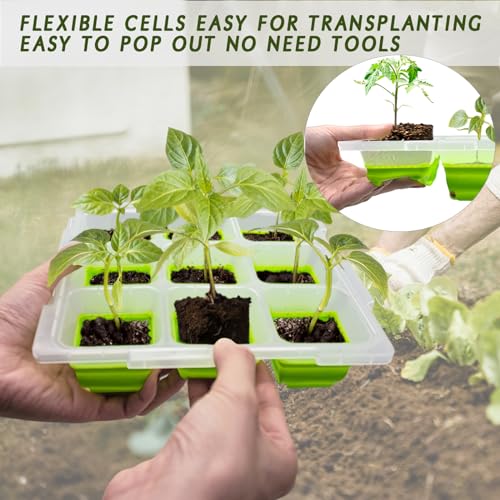 SUNPRO Seed Starter Tray, 2Pcs Seed Starter Kit with Flexible Pop-Out Cell | 9 Large Cells | Reusable & Dishwasher Safe Seed Starting Kit Indoor Plant Germination Trays (Drip Tray Not Included)