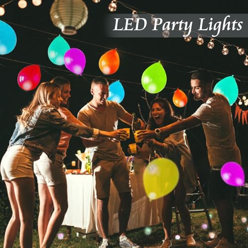 chzk 50pcs Balloon Lights Mini Led Lights Round Long Standby Time Ball Light Paper Lantern Balloons Lights for Birthday Party Christmas Halloween Decoration (50, Rainbow)