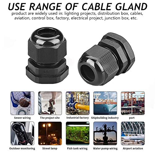 Cable Glands-PENGLIN 2” NPT Nylon Cable Connector,IP68 Waterproof Strain Relief Cord Adjustable Connector With Gaskets for Electrical Box (2 Inch (6-Pack))