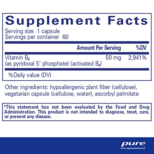 Pure Encapsulations P5P 50 - Active Vitamin B6 - Supports Energy Metabolism & Brain Health* - Gluten Free & Non-GMO - 60 Capsules