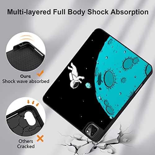 TWOLSKOO Case for iPad Pro 11-inch 4th Generation 2022, [Built-in Pencil Holder] Trifold Stand & Auto Wake/Sleep, Shockproof Cover Soft Back Shell, Also Fit iPad Pro 11" 3rd/2nd/1st Gen, Ink