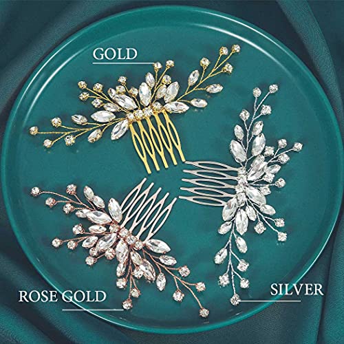 Unicra Bride Silver Wedding Hair Comb Sparkly Crystal Bridal Hair Piece Rhinestone Hair Accessorie for Women and Girls (A-Silver)