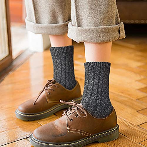 Loritta Pack of 5 Womens Wool Socks Winter Warm Thick Knit Soft Vintage Casual Crew Boot Socks Gifts,A-solid Color 02