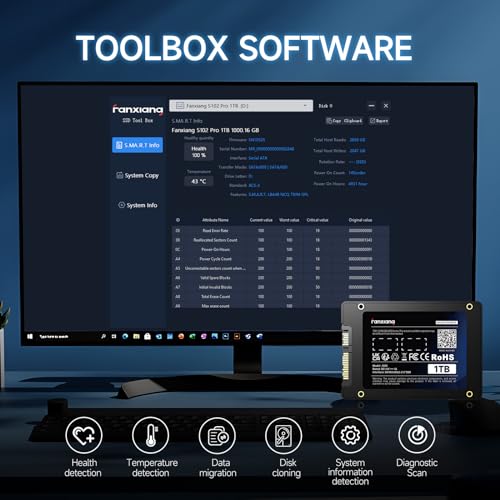 fanxiang S101 128GB SSD SATA III 6Gb/s 2.5" Internal Solid State Drive, Read Speed up to 550MB/sec, Compatible with Laptop and PC Desktops(Black)