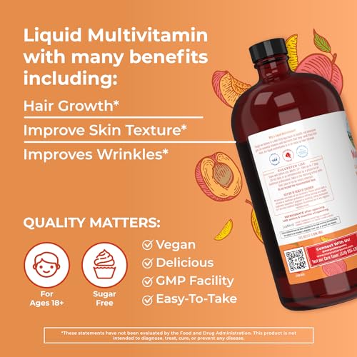 MaryRuth's Liquid Multivitamin + Lustriva® Hair Growth for Women| Biotin 10000mcg | Vitamin D | B Vitamins |Clinically Tested for Thicker Hair, Wrinkles, Fine Lines, Skin Care| Ages 18+ | 15.22 Fl Oz