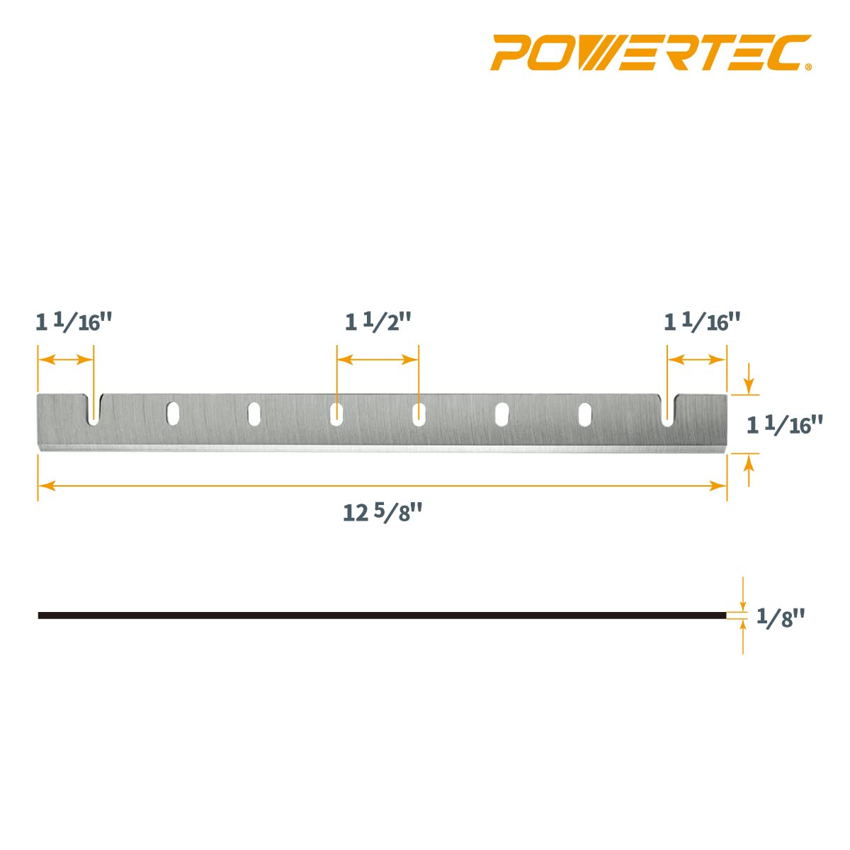POWERTEC 12-1/2 Inch Planer Blades for DeWalt DW733 Planer, Replacement for DW7332 Planer Knives, Set of 2 (12809)