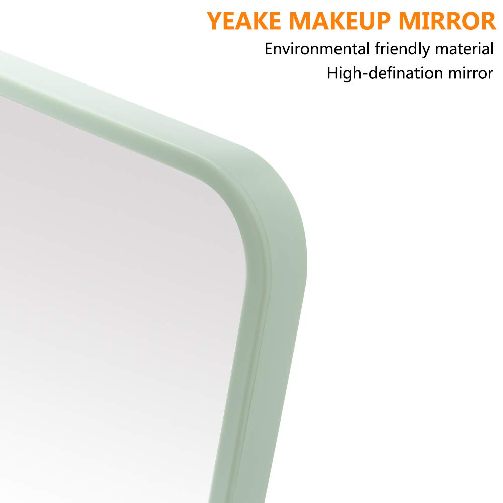 YEAKE Table Desk Vanity Makeup Mirror,8-Inch Portable Folding Mirror with Metal Stand 90°Adjustable Rotation Tavel Make Up Mirror Hanging Bathroom for Shower Shaving(Green)