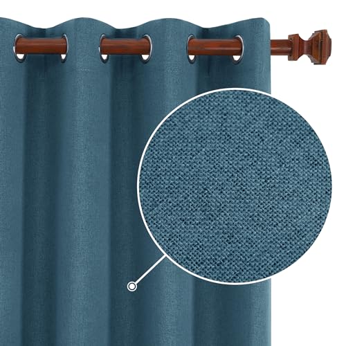 Deconovo Total Blackout Curtains Linen Curtains Room Darkening Curtains with Grommets for Bedroom Living Room Kids Room,Cherry Red,52Wx63L in,2 Panels