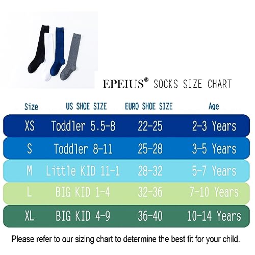 EPEIUS Girls Knee High Socks Seamless Cotton School Uniform Socks Kids Boy Long Socks 8-11 Years Ivory White 3 Pack (Ivory L)