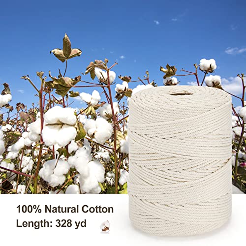 Macrame Cord 4mm x 328yd | 100% Natural Cotton Macrame Rope | 4 Strand Twisted Cotton Cord for DIY Crafts Knitting Plant Hangers Wedding Decor, Purple