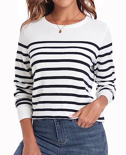 QUALFORT Women's 100% Cotton Sweater V Neck Long Sleeve Knitted Jumper Tops Pink X-Large